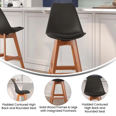 Flash Furniture Dana Set Of 2 Commercial Grade Modern Counter Stools With Cushioned Seat And Wooden Frame - Image 5