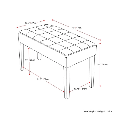 California Fabric Tufted Bench - CorLiving - Image 6