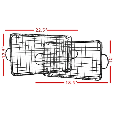 Set Of 2 Rectangle Trays Black Metal - Foreside Home & Garden - Image 5