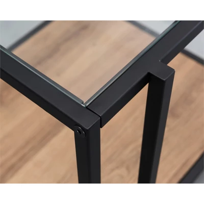 Black Bronze And Rustic Oak Side Table - Henn&Hart - Image 8