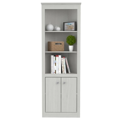 70.02" 2 Doors Corner Bookshelf Washed Oak - Inval - Image 3