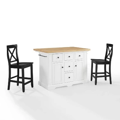 Julia Wood Top Island With 2 X-Back Stools - Crosley - Image 14