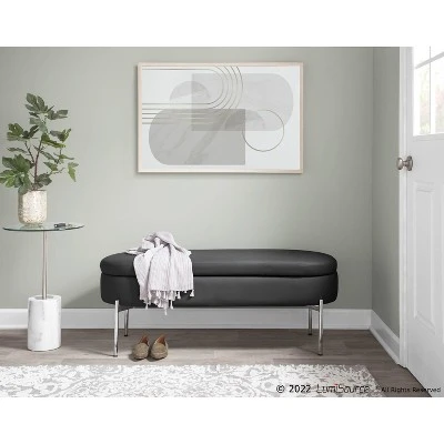 48" Chloe PU Leather/Metal Storage Bench Chrome/Black - LumiSource - Image 8