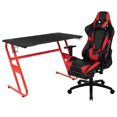 Flash Furniture Gaming Desk And Footrest Reclining Gaming Chair Set With Cup Holder And Headphone Hook - Image 11