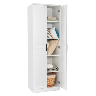 Costway 70'' Storage Cabinet Freestanding Pantry Cabinet W/2 Doors & 5 Shelves White - Image 9