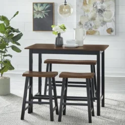 4pc Galena Counter Height Dining Set Walnut/Black - Buylateral