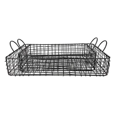 Set Of 2 Rectangle Trays Black Metal - Foreside Home & Garden - Image 4