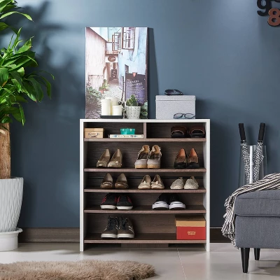 Farrar Contemporary Shoe Cabinet Chestnut Brown/White - HOMES: Inside + Out - Image 4