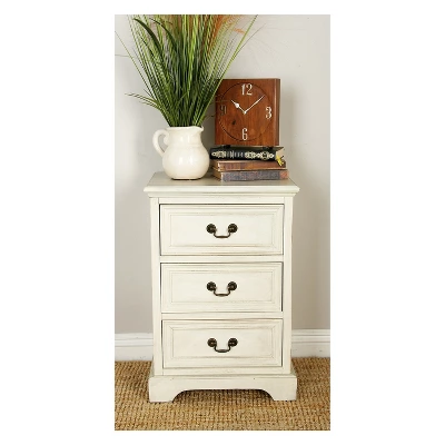 Wood 3 Stack Nightstand Antique Ivory - Olivia & May - Image 3