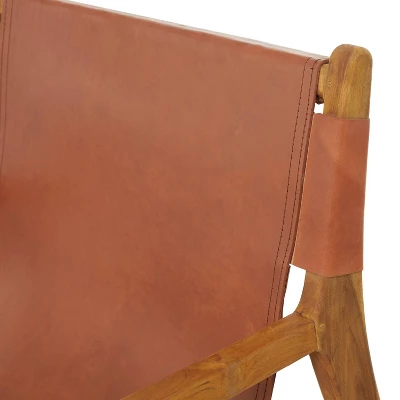 Contemporary Modern Genuine Leather Lounge Sling Chair - Olivia & May - Image 4