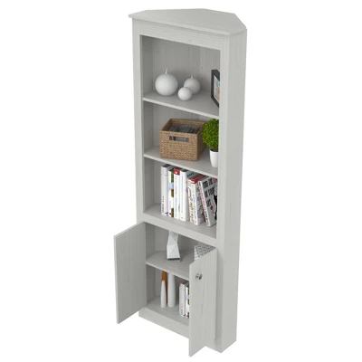 70.02" 2 Doors Corner Bookshelf Washed Oak - Inval - Image 2