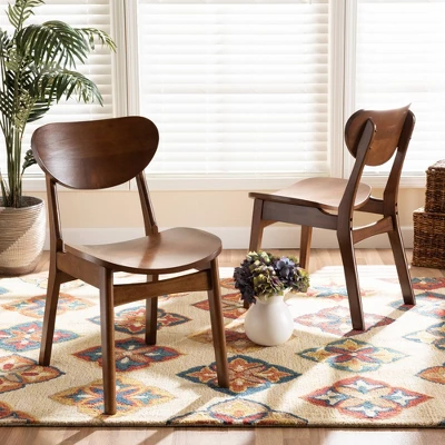 2pc Katya Wood Dining Chair Set Brown - Baxton Studio - Image 5