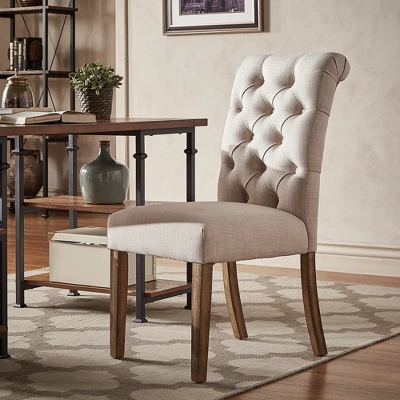 Set Of 2 Gramercy Button Tufted Dining Chair Wood - Inspire Q - Image 5