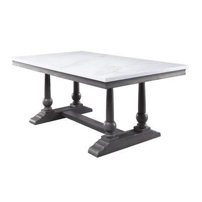 Yabeina Dining Table Marble/Gray Oak Finish - Acme Furniture