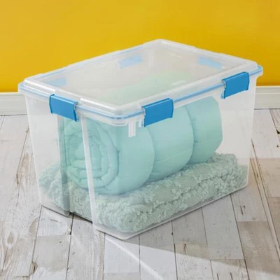 Sterilite 80 Quart Clear Plastic Stackable Storage Container Box Bin With Air Tight Gasket Seal Latching Lid Long Term Organizing Solution, 12 Pack - Image 3