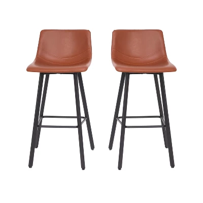 Emma And Oliver Set Of Two 30" Modern Upholstered Barstools, Matte Metal Frames And Plastic Floor Glides - Image 7