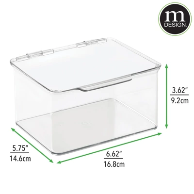 MDesign Plastic Stackable Bathroom Organizer Bin, Hinged Lid - 8 Pack - Image 2