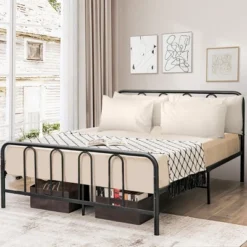 Costway Stylish Full Size Metal Bed Frame Platform Bed Base W/ Headboard & Footboard