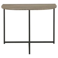 Wood And Metal Chair Side End Table Brown/Black - Benzara
