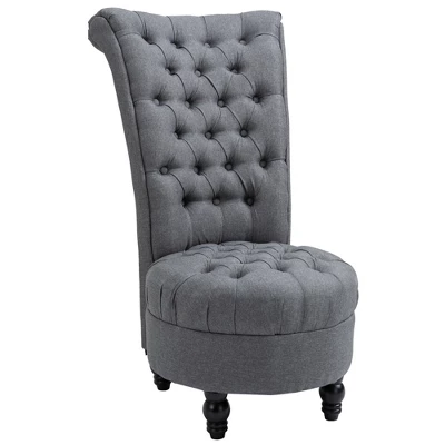 HOMCOM Retro High Back Armless Royal Accent Chair Fabric Upholstered Tufted Seat For Living Room, Dining Room And Bedroom - Image 10