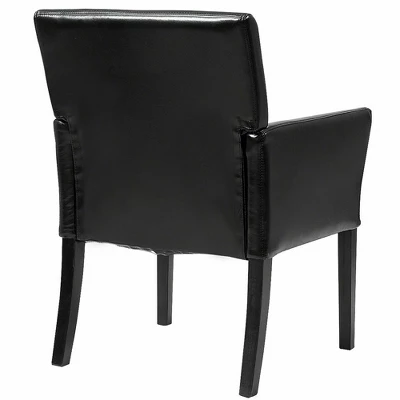 Costway Set Of 2 PU Leather Guest Chairs Reception Side Arm Chairs Upholstered Wood Leg - Image 9