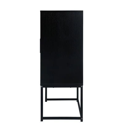 Arina 2 Door Leatherette With Bands Weaving Vision High Accent Cabinet With Adjustable Shelf - The Pop Home - Image 7