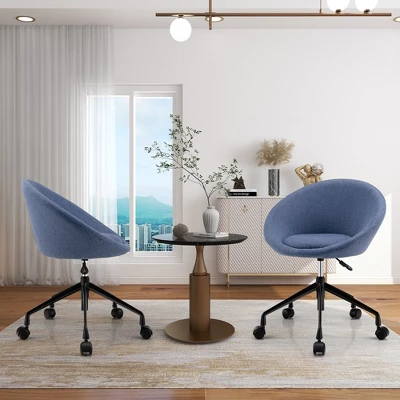 Tangkula Set Of 2 Swivel Home Office Chair Adjustable Accent Chair W/ Flexible Casters - Image 2