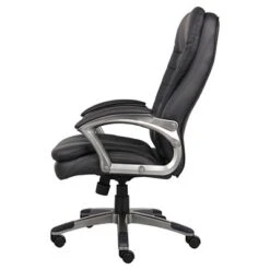 High Back Executive Chair With Pewter Finished Base/Arms Black - Boss Office Products