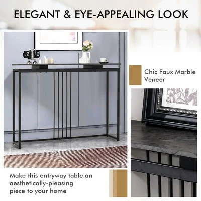 Costway Console Entrance Couch Table Narrow Faux Marble Top For Living Room, Hallway - Image 7