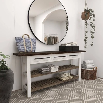 Farmhouse Wood Rectangle Console Table White - Olivia & May - Image 11