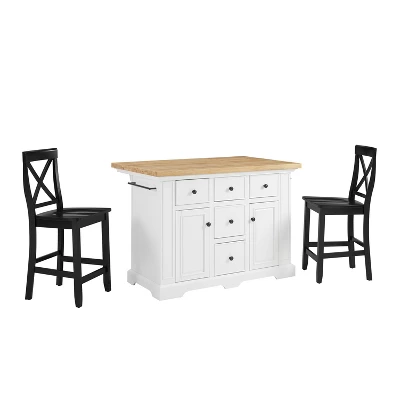 Julia Wood Top Island With 2 X-Back Stools - Crosley - Image 3