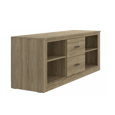 Wooden 2 Drawers And 4 Open Compartments TV Stand For TVs Up To 59" Brown - The Urban Port
