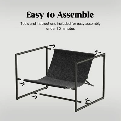 FERPIT Upholstered Sling Accent Chair With Metal Frame Modern Style - Image 3