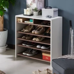 Farrar Contemporary Shoe Cabinet Chestnut Brown/White - HOMES: Inside + Out