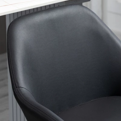 HOMCOM Adjustable Bar Stools Set Of 2, Swivel Barstools With Footrest And Back, PU Leather And Steel Round Base, For Kitchen Counter, Black - Image 4