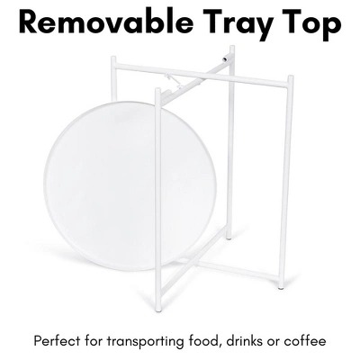 BirdRock Home Ivory Metal Folding Side Table With Removable Tray - Image 2