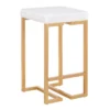 Set Of 2 Midas 26" Contemporary Glam Counter Height Barstool Gold/White Velvet Cushion - LumiSource