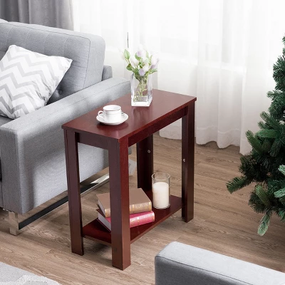 Costway Chair Side Table Coffee Sofa Wooden End Shelf Living Room Furniture Espresso - Image 3