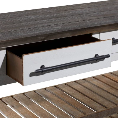 Farmhouse Wood Rectangle Console Table White - Olivia & May - Image 2
