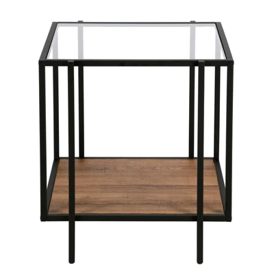 Black Bronze And Rustic Oak Side Table - Henn&Hart - Image 2