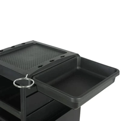 PureSana Chromium Professional 4 Drawer Rolling Salon Trolley Cart Station With Nail Polish Rack For Hair & Cosmetology Supplies & Beauty Tools, Black - Image 4