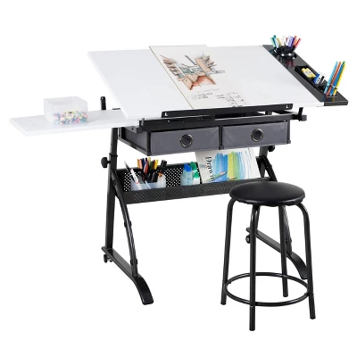 Core Drawing Table And Stool Set Charcoal Black/White - Studio Designs - Image 17
