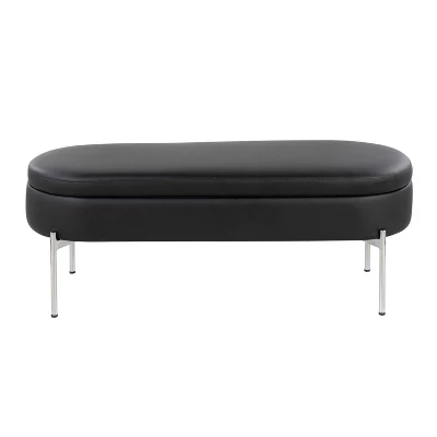 48" Chloe PU Leather/Metal Storage Bench Chrome/Black - LumiSource - Image 5