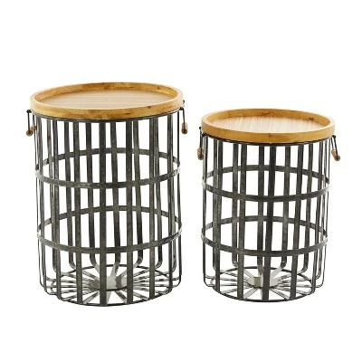 Set Of 2 Metal Storage Baskets Black - Olivia & May - Image 2
