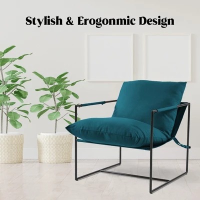 FERPIT Upholstered Sling Accent Chair With Metal Frame Modern Style - Image 7