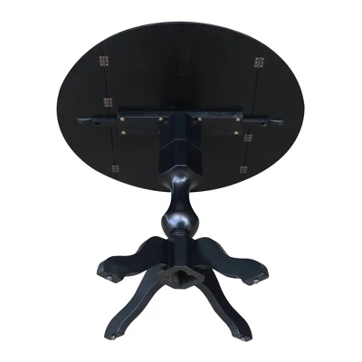 36.3" Smithson Round Pedestal Dual Drop Leaf Dining Table Black - International Concepts - Image 7