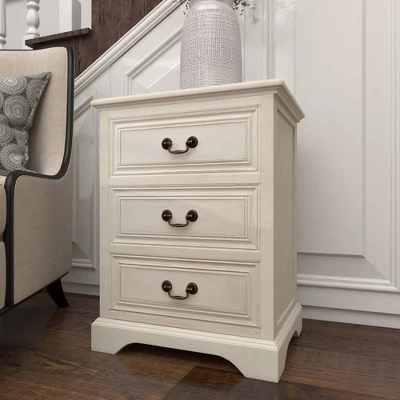 Wood 3 Stack Nightstand Antique Ivory - Olivia & May - Image 13