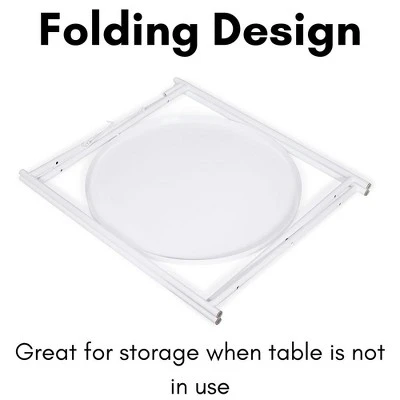 BirdRock Home Ivory Metal Folding Side Table With Removable Tray - Image 3