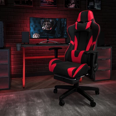 Flash Furniture Gaming Desk And Footrest Reclining Gaming Chair Set With Cup Holder And Headphone Hook