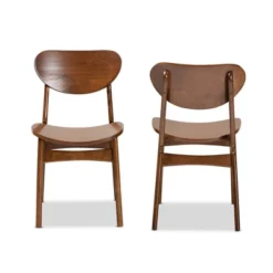 2pc Katya Wood Dining Chair Set Brown - Baxton Studio